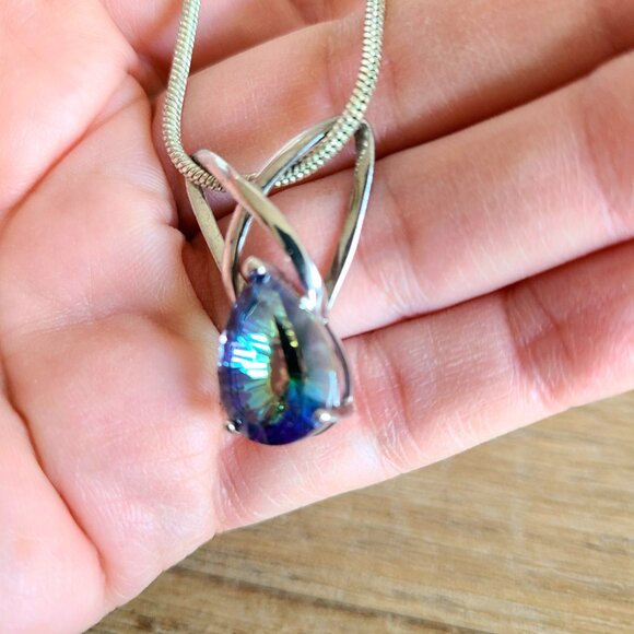Rainbow Mystic Topaz sterling silver necklace. - Picture 7 of 9